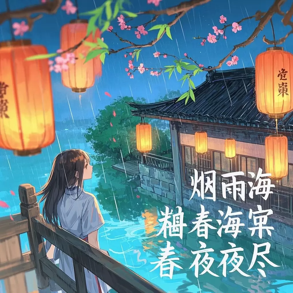 烟雨海棠春夜尽